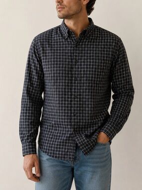 J. Crew Gray and White Plaid Button-Down Shirt Size M 100% Cotton